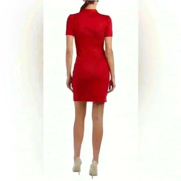TAHARI RED Madeline Sueded Scuba Dress full front zipper Size 14 NWT - Picture 3 of 12